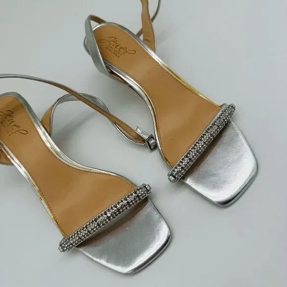 Jewel Badgley Mischka Silver Heels with Rhinestone Embellishments - Picture 5 of 5